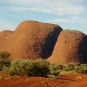 AUS NT TheOlgas 1993MAY 001  To the west of Ayers Rock lies Mt Olga. Known by the aboriginals as Kata Tjuta and by the locals as "The Olga's". : 1993, Australia, Ayers Rock, Date, Events, Fitzgerald - Mark & Ruth, May, Month, NT, Places, The Olgas, Wedding, Year